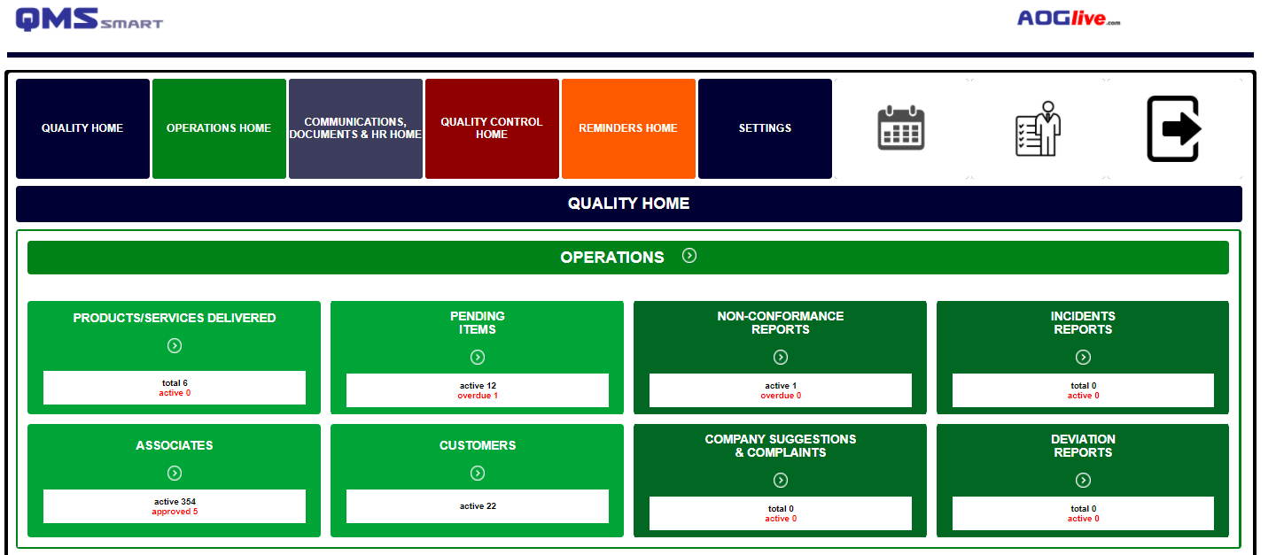 QMSSMART Dashboard